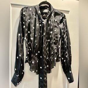 The Kooples Black and White Polka Dot Top